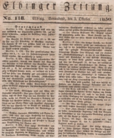 Elbinger Zeitung, No. 118 Sonnabend, 5. Oktober 1850
