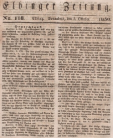 Elbinger Zeitung, No. 118 Sonnabend, 5. Oktober 1850