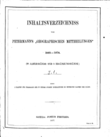 Mittheilungen aus Justus Perthes' Geographischer: Inhaltsverzeichniss : 1865-1874