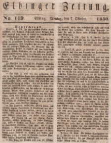 Elbinger Zeitung, No. 119 Montag, 7. Oktober 1850