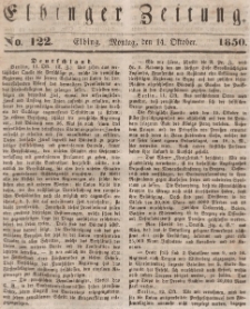 Elbinger Zeitung, No. 122 Montag, 14. Oktober 1850