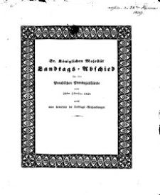 Sr. K&ouml;niglichen Majest&auml;t von Preussen Allergn&auml;digster Landtagsabschied..., 1838