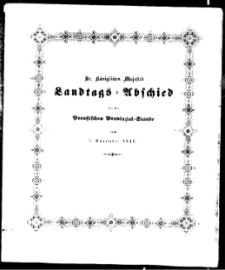 Sr. K&ouml;niglichen Majest&auml;t von Preussen Allergn&auml;digster Landtagsabschied..., 1841
