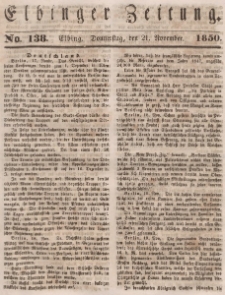 Elbinger Zeitung, No. 138 Donnerstag, 21. November 1850