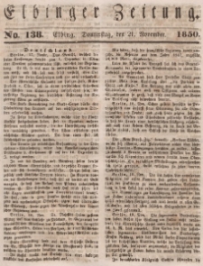 Elbinger Zeitung, No. 138 Donnerstag, 21. November 1850
