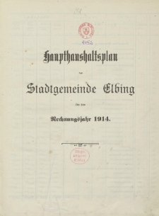 Haushaltspläne der Stadt Elbing 1914