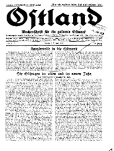 Ostland : Wochenschrift für die gesamte Ostmark, Jg. 12, 1931, Nr 1.