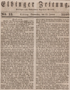 Elbinger Zeitung, No. 13 Donnerstag, 29. Januar 1846