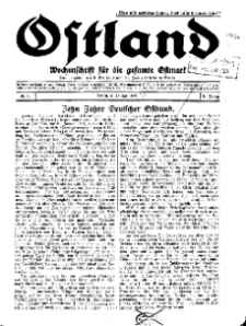 Ostland : Wochenschrift für die gesamte Ostmark, Jg. 10, 1929, Nr 1.