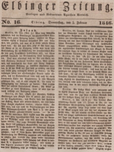 Elbinger Zeitung, No. 16 Donnerstag, 5. Februar 1846