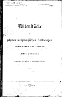 Aktenstücke des zehnten westpreussischen Städtetages...27. August 1901.