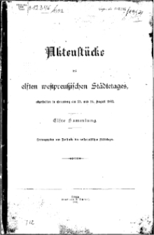 Aktenstücke des elften westpreussischen Städtetages...25. und 26. August 1902.