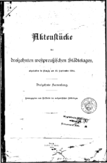 Aktenstücke des dreizehnten westpreussischen Städtetages