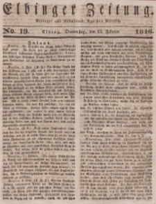 Elbinger Zeitung, No. 19 Donnerstag, 12. Februar 1846