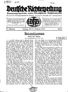 Deutsche Richterzeitung, Jg. 22, 1930, H. 2.