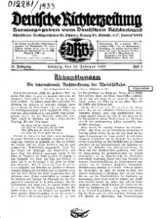 Deutsche Richterzeitung, Jg. 25, 1933, H. 2.