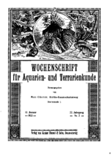 Wochenschrift für Aquarien und Terrarienkunde, 22. Jg. 1925, Nr. 2.