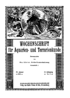 Wochenschrift für Aquarien und Terrarienkunde, 22. Jg. 1925, Nr. 3.