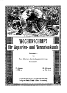 Wochenschrift für Aquarien und Terrarienkunde, 22. Jg. 1925, Nr. 4.