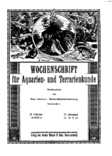 Wochenschrift für Aquarien und Terrarienkunde, 22. Jg. 1925, Nr. 8.