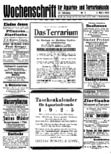 Wochenschrift für Aquarien und Terrarienkunde, 22. Jg. 1925, Nr. 9.