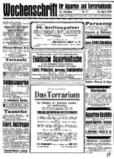 Wochenschrift für Aquarien und Terrarienkunde, 22. Jg. 1925, Nr. 17.
