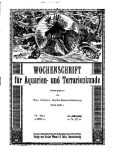 Wochenschrift für Aquarien und Terrarienkunde, 22. Jg. 1925, Nr. 20.
