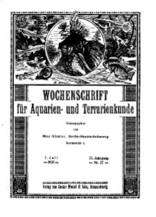 Wochenschrift für Aquarien und Terrarienkunde, 22. Jg. 1925, Nr. 27.