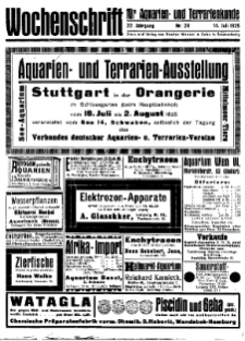 Wochenschrift für Aquarien und Terrarienkunde, 22. Jg. 1925, Nr. 28.
