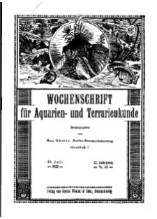 Wochenschrift für Aquarien und Terrarienkunde, 22. Jg. 1925, Nr. 30.
