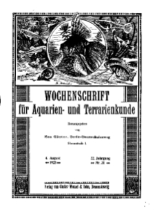 Wochenschrift für Aquarien und Terrarienkunde, 22. Jg. 1925, Nr. 31.