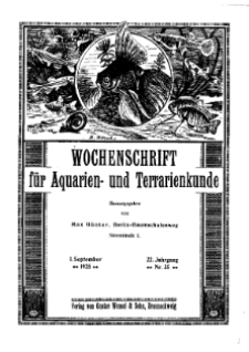 Wochenschrift für Aquarien und Terrarienkunde, 22. Jg. 1925, Nr. 35.