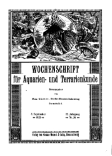 Wochenschrift für Aquarien und Terrarienkunde, 22. Jg. 1925, Nr. 36.