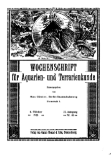 Wochenschrift für Aquarien und Terrarienkunde, 22. Jg. 1925, Nr. 40.