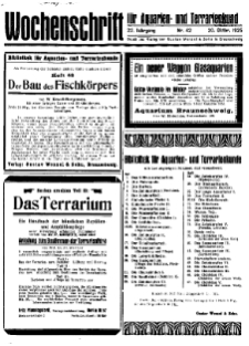 Wochenschrift für Aquarien und Terrarienkunde, 22. Jg. 1925, Nr. 42.