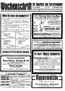 Wochenschrift für Aquarien und Terrarienkunde, 22. Jg. 1925, Nr. 44.