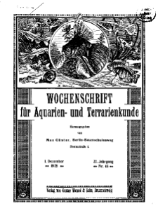 Wochenschrift für Aquarien und Terrarienkunde, 22. Jg. 1925, Nr. 48.