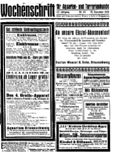 Wochenschrift für Aquarien und Terrarienkunde, 22. Jg. 1925, Nr. 50.