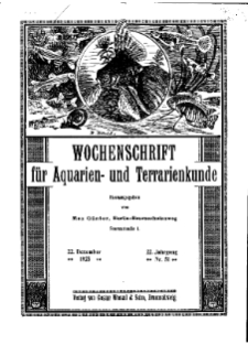 Wochenschrift für Aquarien und Terrarienkunde, 22. Jg. 1925, Nr. 51.