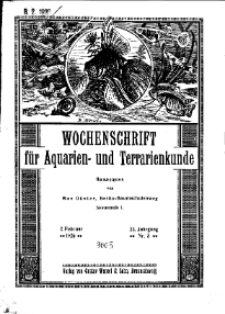 Wochenschrift für Aquarien und Terrarienkunde, 23. Jg. 1926, Nr. 5.