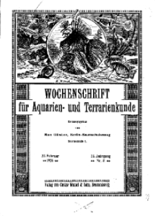 Wochenschrift für Aquarien und Terrarienkunde, 23. Jg. 1926, Nr. 8.