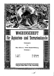 Wochenschrift für Aquarien und Terrarienkunde, 23. Jg. 1926, Nr. 14.