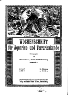 Wochenschrift für Aquarien und Terrarienkunde, 23. Jg. 1926, Nr. 15.
