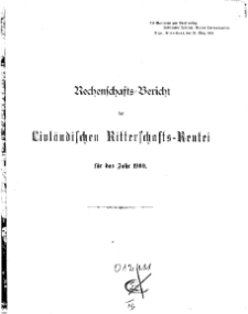 Rechenschafts-Bericht der Livländischen Ritterschafts-Rentei, 1900
