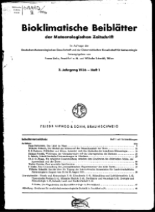 Bioklimatische Beiblätter der Meteorologischen Zeitschrift, 1936