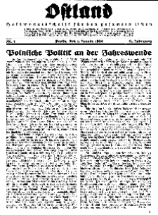 Ostland : Halbmonatsschrift für den gesamten Osten, Jg. 17, 1936, Nr 1.