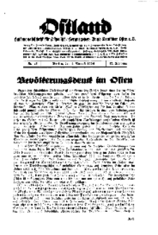 Ostland : Halbmonatsschrift für Ostpolitik, Jg. 17, 1936, Nr 15.
