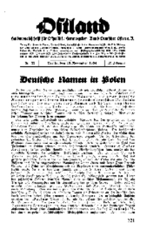 Ostland : Halbmonatsschrift für Ostpolitik, Jg. 17, 1936, Nr 22.