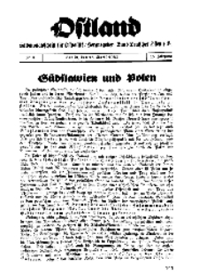 Ostland : Halbmonatsschrift für Ostpolitik, Jg. 18, 1937, Nr 8.
