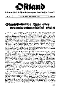 Ostland : Halbmonatsschrift für Ostpolitik, Jg. 18, 1937, Nr 17.